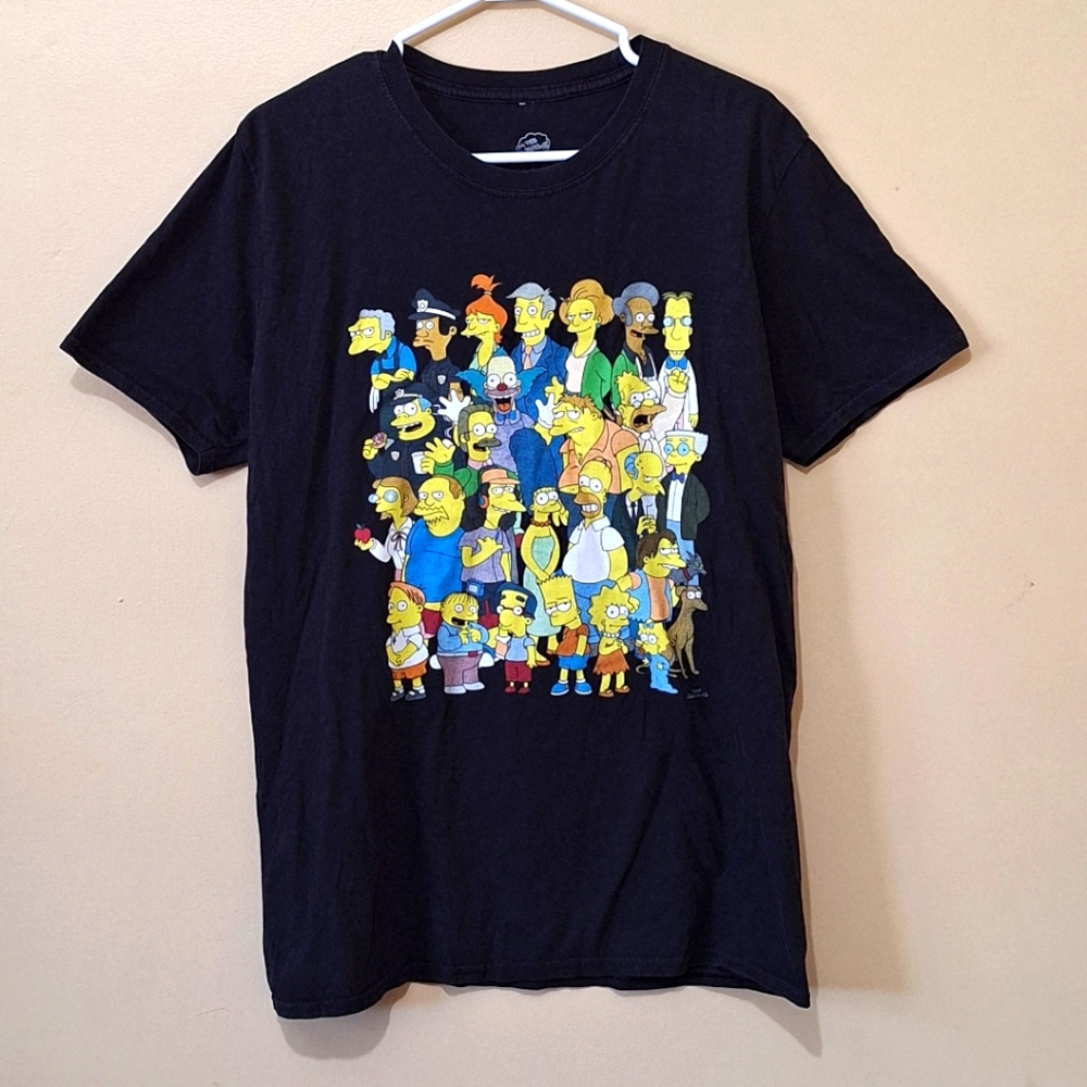 Black Graphic Tee with Cartoon Characters